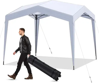 Produktbild von Faltpavillon - Pop-up Gartenzelt - Wasserdicht - Winterfest - Stabil - Mit Tragetasche - 8 Heringe - Polyesterplane - Weiß