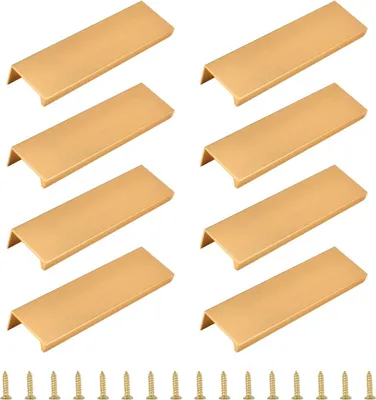Produktbild von Allecto Premium - Vingerrandtrek 8 Stück - Modernes Design Ladehandgriff - Aluminiumlegierung - Kleiderschrank Griff für Hardware - Gold 120 mm