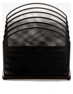 Produktbild von Vertikaler Aktenordner, Schreibtisch-Organizer, Postsortierer, Büro, Metallgitter, 11,5" L x 12,5" B x 8,5" H, Schwarz