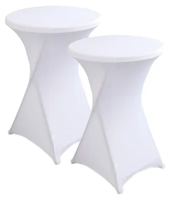 Produktbild von Stehtisch Hussen Elasthan 2er Set Weiß Ø 80-85 cm Höhe 110-115 cm