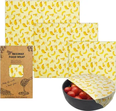 Image de 3 pièces Feuilles de cire d'abeille Pour aliments, Kit écologique réutilisable de feuilles de cire d'abeille pour aliments, papier de cire d'abeille (Design 10)