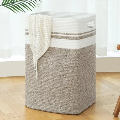 Produktbild von OIAHOMY 91L Wäschekorb, XXXL, faltbarer Baumwollseilkorb, gewebter Aufbewahrungs