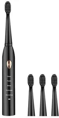 Image de Brosse à dents électrique sonique classique à 5 modes, rechargeable par USB, étanche IPX7, noire, brosse à dents électrique