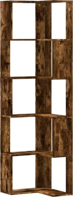 Obrázek produktu pro vidaXL Rohová knihovna 5 polic kouřový dub 50x50x179 cm materiál na bázi dřeva