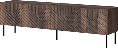 Produktbild von MIRJAN24 TV-Lowboard Art Deco 3D 150, TV-Schrank mit 4 Türen, Griffloses Öffnungssystem push to open, Metallfüße (Farbe: Nuss Warmia)