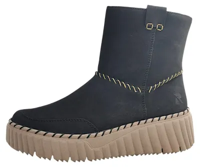 Image de Chaussures de randonnée pour femmes Rieker, fermeture éclair, bottines montantes, couleur noire, style décontracté