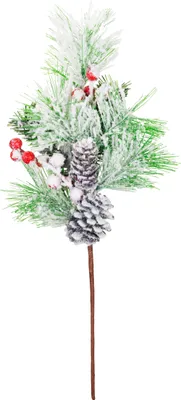 Produktbild von Zweig MagicHome Weihnachten, mit Zapfen, verschneit, 45 cm - Set mit 6 Stück