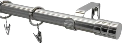 Produktbild von Einzelne Gardinenstange LOFT 240 cm – versilbertes Nickel, galvanisierter Metall, Montageset, industrieller Stil