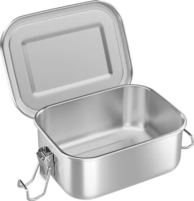 Produktbild von WELLGRO Edelstahl Dosen eckig - 550ml 850ml 1400ml 2400ml auslaufsicher Metall Brotdose Lunchbox, Kapazität:550 ml