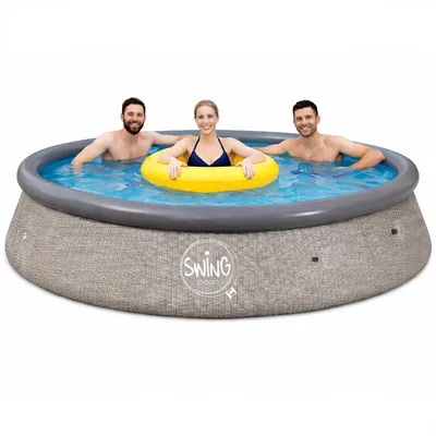 Produktbild von HAF Swing Quick Up Pool grau Ø366 x 91cm | ca. 6,7m³ Liter | Selbsttragender Swimmingpool | Garten Planschbecken aufblasbar für Kinder & Erwachsene