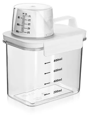 Zdjęcie produktu dla Pojemnik na proszek do prania - Pojemnik na płyn do prania - 1100 ml - Przezroczysty - Z miarką