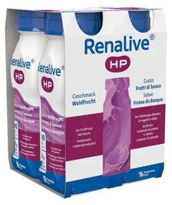Imagen del producto de Renalive HP, sabor a frutos del bosque, líquido, formato de 4 x 200 ml
