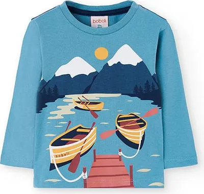 Produktbild von Boboli Knit Langarm-t-shirt Blau 6 Years Junge Blau 6 Years