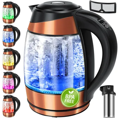 Produktbild von KESSER® 1,8L Edelstahl Wasserkocher 2200W Glaswasserkocher Warmhaltefunktion
