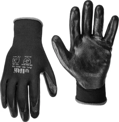 Obrázek produktu pro alca® pracovní rukavice nitrilové černé velikost XL (10) protiskluzový nitrilový povlak ochranné rukavice pro mechaniky a dílny montážní rukavice