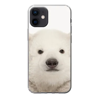 Produktbild von MuchoWow® Handyhülle Schutzhülle Hülle für iPhone 12 Eisbär - Tiere - Weiß - Kinder - Jungen - Mädchen Silikon Softcase Handy Hülle - Schutzhülle
