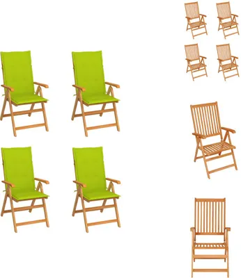 Produktbild von vidaXL Gartenstühle 4 Stk. mit Hellgrünen Kissen Massivholz Teak -  Gartenstühle