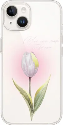 Produktbild von Flexible Hülle für das iPhone 13 Mini, TPU Silikon transparent, Tulpe mit Gold