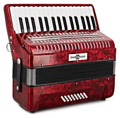 Productafbeelding van Accordeon met koffer en riemen - 32 diskanttoetsen - 24 bastoetsen - Pearloid