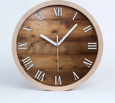 Produktbild von Holzuhr 30fi cm wanduhr - weiße Spitzen - Holzuntergrund