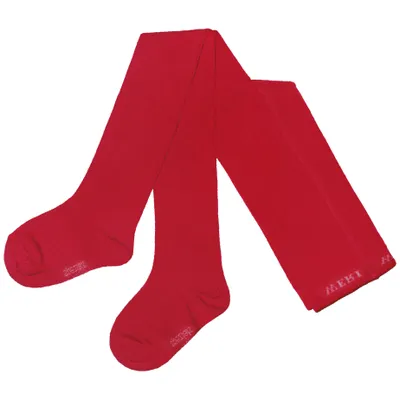 Produktbild von WERI SPEZIALS Kinder Strumpfhose aus Baumwolle – Einfarbig Rubin – Weich, Atmungsaktiv und Elastisch – Größe 152/164