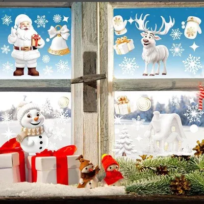 Produktbild von Kerstdekorationen, PVC, selbstklebend, Schneeflocken, Fensterfolie, Weihnachtsdekorationen