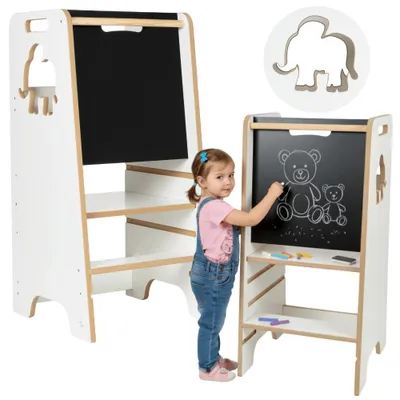 Produktbild von Küchenhelfer für Kinder höhenverstellbar MDF Holz mit Kreidetafel Elefant