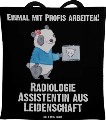 Produktbild von Mr. & Mrs. Panda Jutebeutel Radiologie Assistentin Leidenschaft - Schwarz - Geschenk, Schultasche, Laptoptasche, Tasche, Tote Bag, Shopping