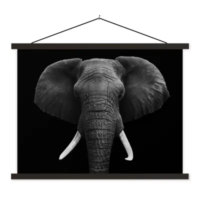 Produktbild von MuchoWow® Textilposter Elefant - Wildtiere - Schwarz - Weiß - Porträt 150x113 cm mit schwarzem Rahmen - Wohnzimmer
