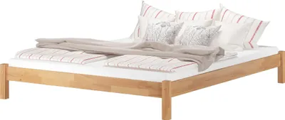 Produktbild von Doppelbett Ehebett 180x200 Massivholz-Bettgestell Buche natur Zubehör wählbar V-60.84-18 ohne Zubehör