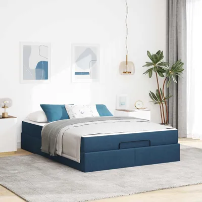 Immagine prodotto di vidaXL Letto con materasso, 2 pezzi, tessuto blu