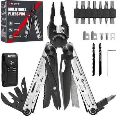 Obrázek produktu pro Dárek muži, Bibury multitools, multi-tool outdoor skládací kleště zlepšil nůžky šroubovák, nerezová ocel multitools nylonové pouzdro, jsme