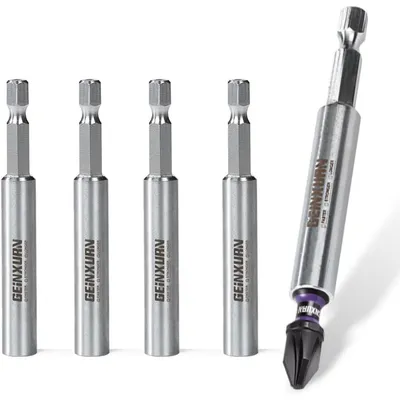 Image de Support magnétique pour embouts, rallonge de 75 mm, en acier inoxydable, coffret de 5 pièces comprenant 3 embouts PZ2 de 25 mm