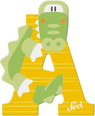 A decorative letter 'A' shaped like a cartoon alligator.