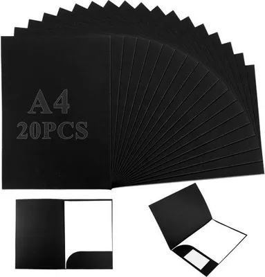 Image de Porte-documents noir A4 en carton avec porte-cartes de visite