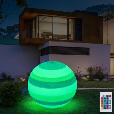 Immagine prodotto di Lampada da giardino a LED lampada a sfera per esterni con cavo di alimentazione 3 M palla luminosa 60cm cambio colore telecomando RGB dimmerabile presa E27 incl lampadina IP55 (Uranus-50)