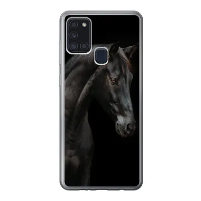 Produktbild von MuchoWow® Handyhülle Schutzhülle Hülle für Samsung Galaxy A21s Pferd - Tier - Schwarz Silikon Softcase Handy Hülle - Hartschale