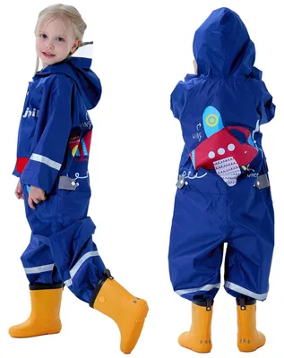 Productafbeelding van Regenkostuum voor kinderen, eendelig, met een cartoonprint