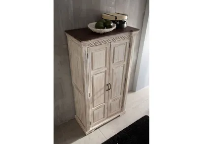 Produktbild von MASSIVMOEBEL24 Schrank Mango / Akazie 100x50x180 weiß gewachst CASTLE-ANTIK #239