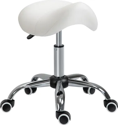 Produktbild von Fortuna Lai Rollhocker Drehhocker höhenverstellbar Sattelhocker gepolstert in Weiß für Büro & Zuhause
