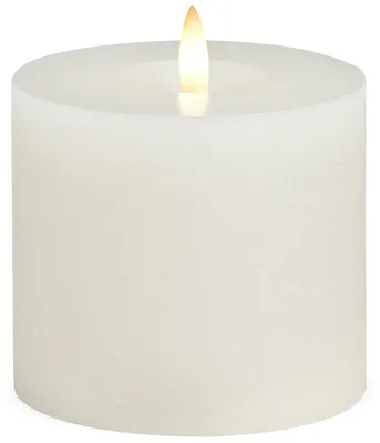 Produktbild von LED Stumpen-Kerzen 2er Set Echtwachs-Kerzen flackernd 10x9 cm weiß