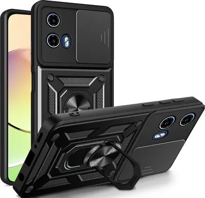Produktbild von Outdoor Panzer Hülle Motorola Moto G04 G24 E14 Handyhülle mit Kameraschutz Ringhalter Schwarz