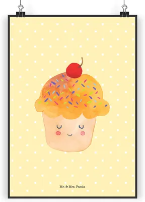 Produktbild von Mr. & Mrs. Panda Bild Cupcake DIN A5 - Gelb Pastell - Geschenk, Lustige Sprüche, wanddeko, Wandbild, kunstdruck poster, Wunder, Cupcakes, Muffin, Küche Deko, Spruch