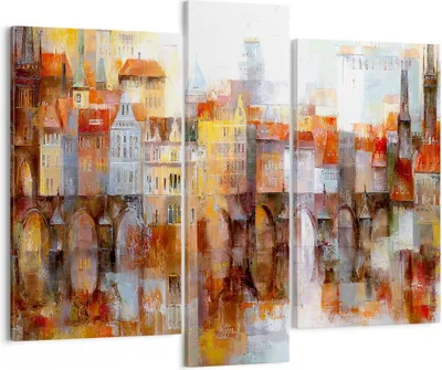 Produktbild von Bild auf Leinwand - Leinwandbild - Stadt Mietshaus - 95x80cm - Wand Bild - Wanddeko - Wandbilder - Leinwanddruck - Bilder - Kunstdruck - Wanddekoration - Leinwand bilder - Wandkunst - CB95x80-3476