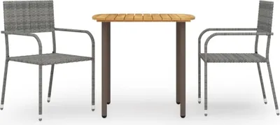 Produktbild von 3-tlg. Garten-Essgruppe Poly Rattan Grau , Gartenmöbel-Sets Design 2024