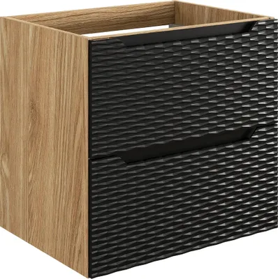 Produktbild von Waschtischunterschrank 60cm in Eiche mit schwarz OLUO-56-BLACK
