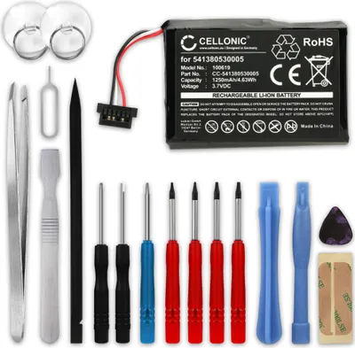 Produktbild von subtel 1x Akku für Navigation Kompatibel mit Medion GoPal P4410, GoPal P4210, GoPal PNA150, 541380530005 - (1250mAh, 3.7V) + Werkzeug-Set 17tlg