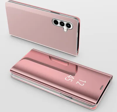 Produktbild von Handy Hülle für Samsung Galaxy A35 5G Clear View Hülle Klapp Flip Hülle Bumper Cover Spiegel Mirror, Farbe: Rosa