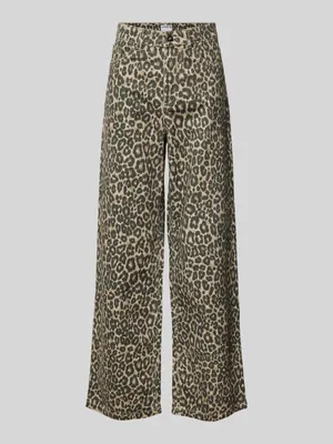 Produktbild von Jake's Woman Casual Wide-Leg Jeans Gr. 38 Braun Leo Leopardenmuster Baumwolle