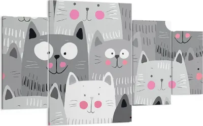 Produktbild von Bild auf Leinwand - Leinwandbild - Kittys Tiere Illustration - 160x90cm - Wand Bild - Wanddeko - Leinwanddruck - Bilder - Kunstdruck - Wanddekoration - Leinwand bilder - Wandkunst - DL160x90-2890